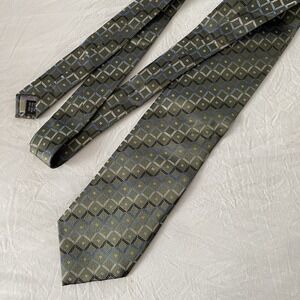 Roberto Villini Green Print Silk Tie Men's Couture Business Professional Classic
